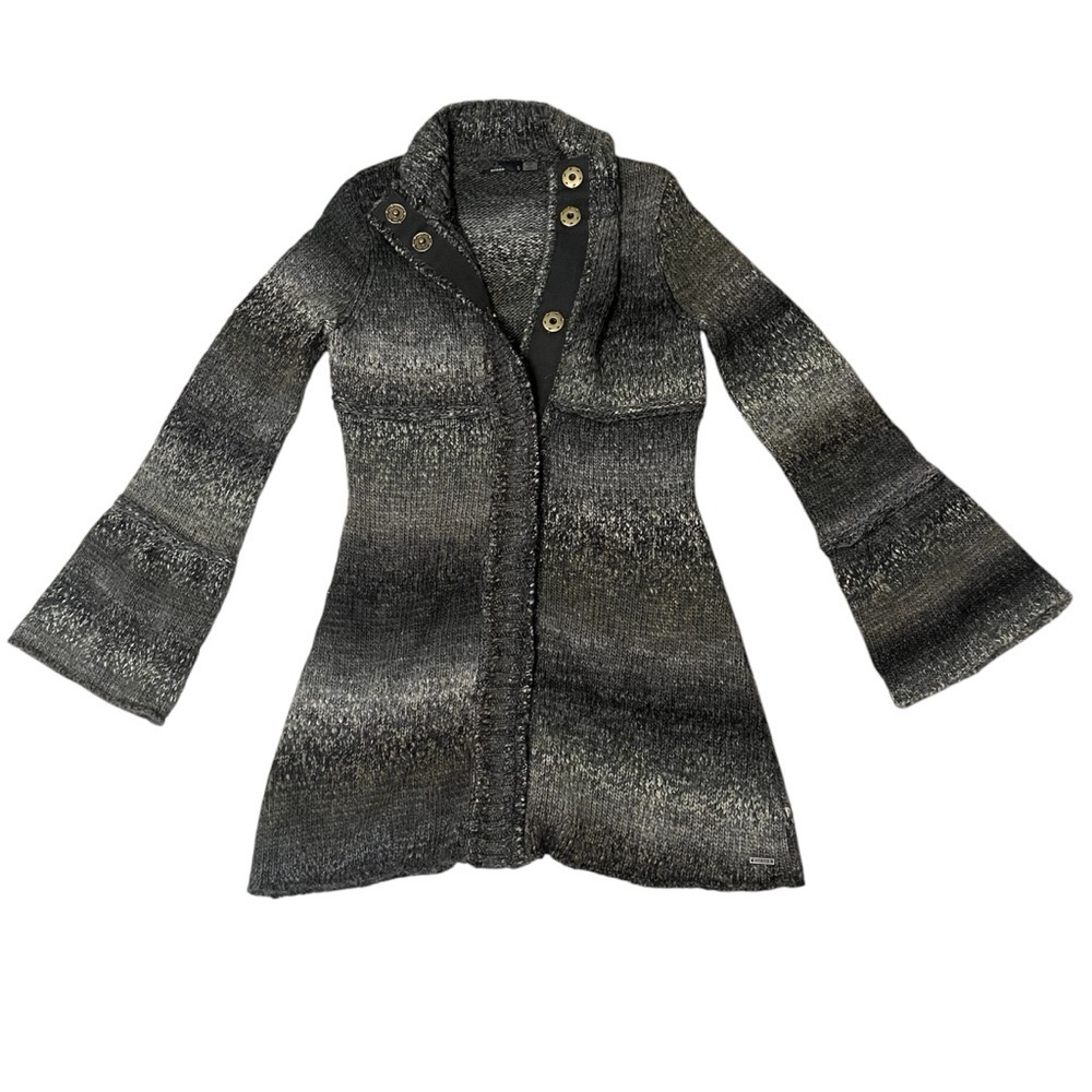 prAna Amber Duster Sweater | Bell Sleeve Snap Buttons Knit Wool Blend | Size S